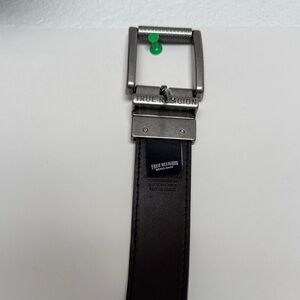True Religion Men's Dark Brown Leather Belt. Double Belt.